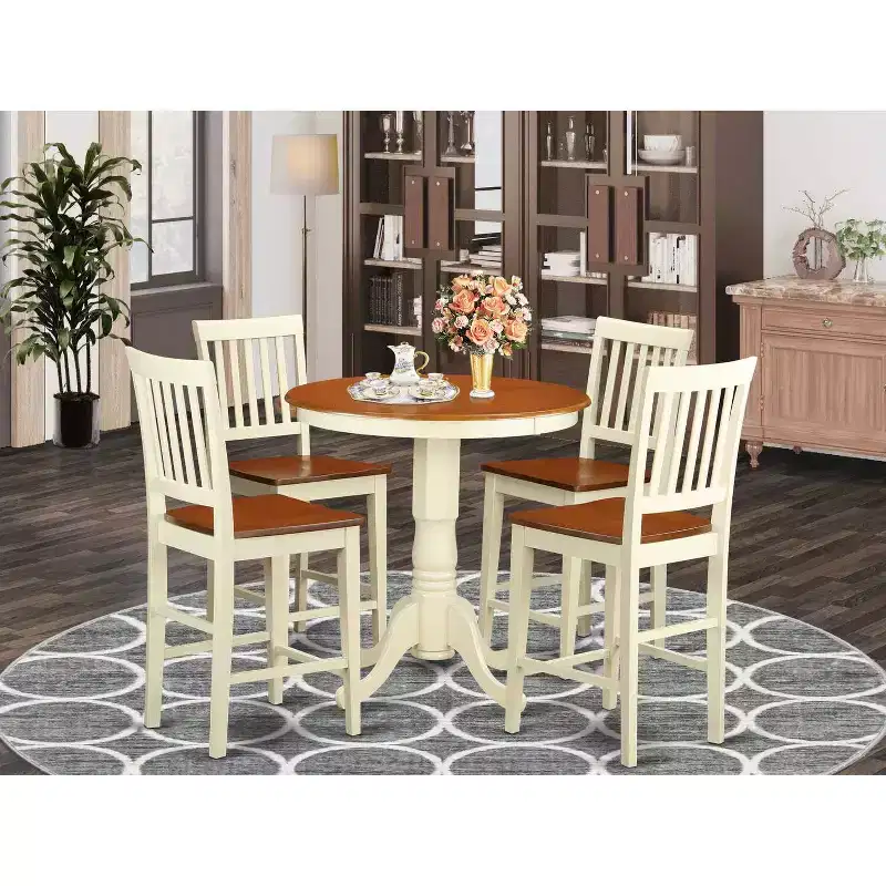 Counter Height Dining Set - 5 Piece Table and Chairs - Modern Kitchen Set
