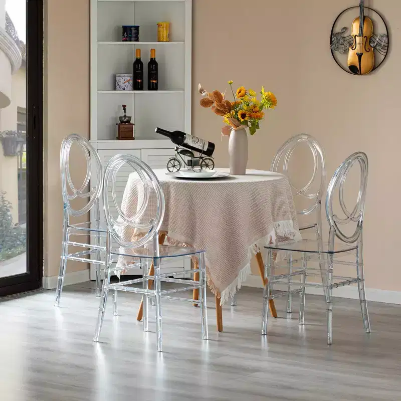 Fabulaxe Modern Acrylic Phoenix Dining Chair, Stackable Transparent Party Chair, Crystal Clear Acrylic Chair for Events and Weddings