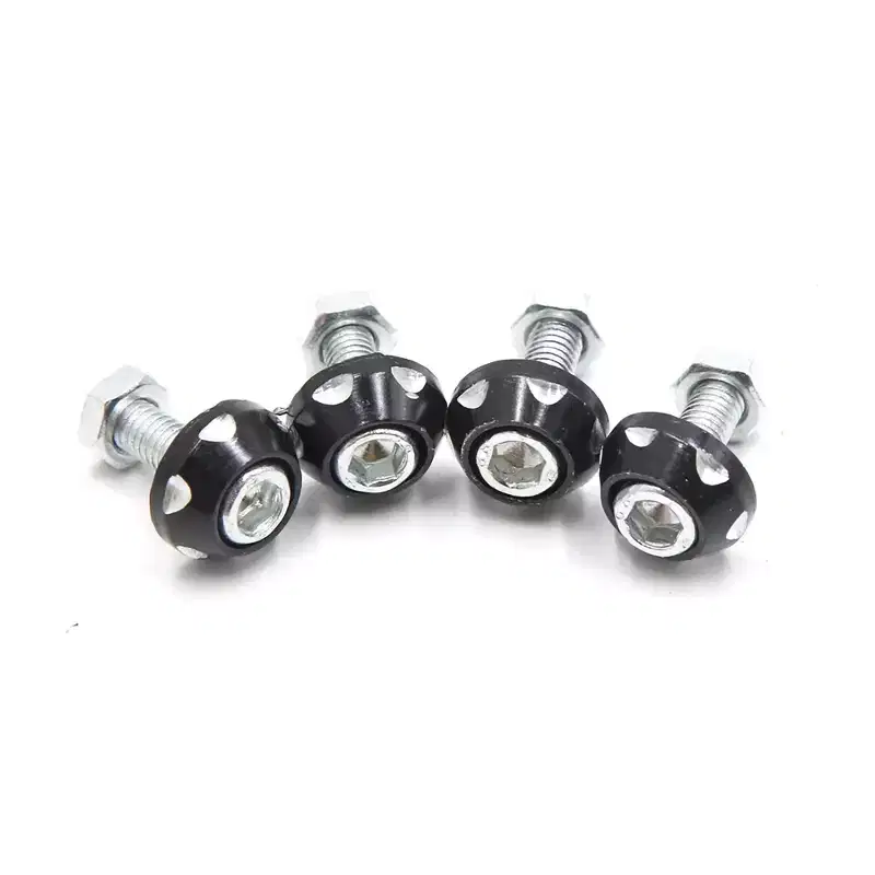 Unique Bargains Aluminum Alloy Decorative Car Motorcycle License Plate Bolt Screw 4 Pcs