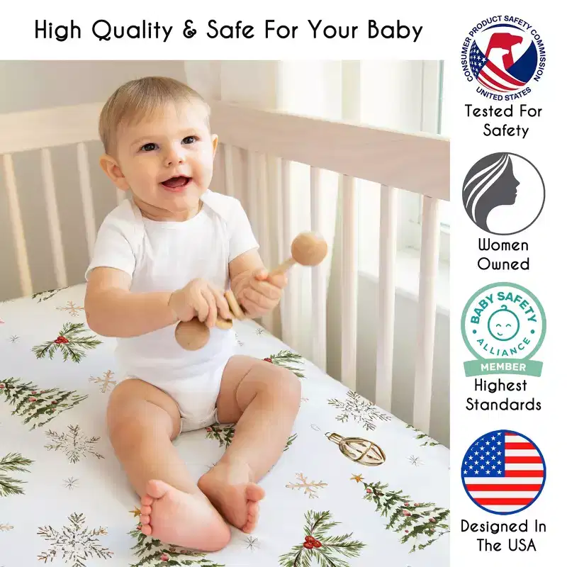 Sweet Jojo Designs Boy, Girl, Unisex/Gender Neutral Fitted Crib Sheets Christmas Holiday Multicolor 3pc