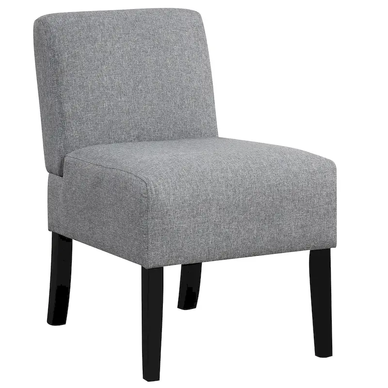 Armless Accent Vanity Chair with Rubber Wood Legs, Upholstered Seat, Modern Style for Bedroom or Office