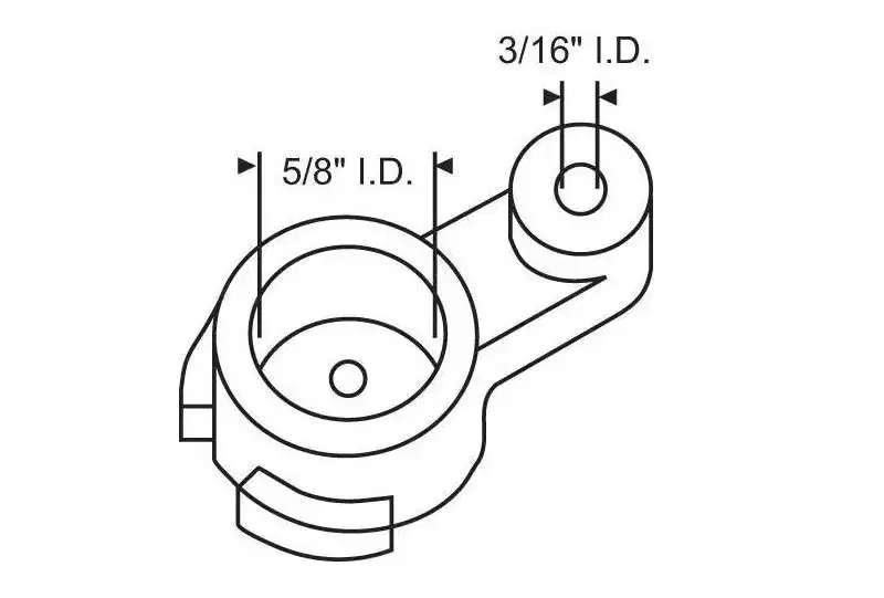 Brixwell Torque Bar Bearing, 5/8 Main Bore Diameter, 3/16 Second Bore Diameter, Plastic Material, White Finish