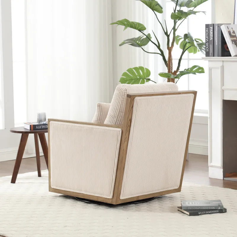 360° Swivel Barrel Accent Chair | Hardwood Frame | Foam Cushion | 300 lb | 26.77H