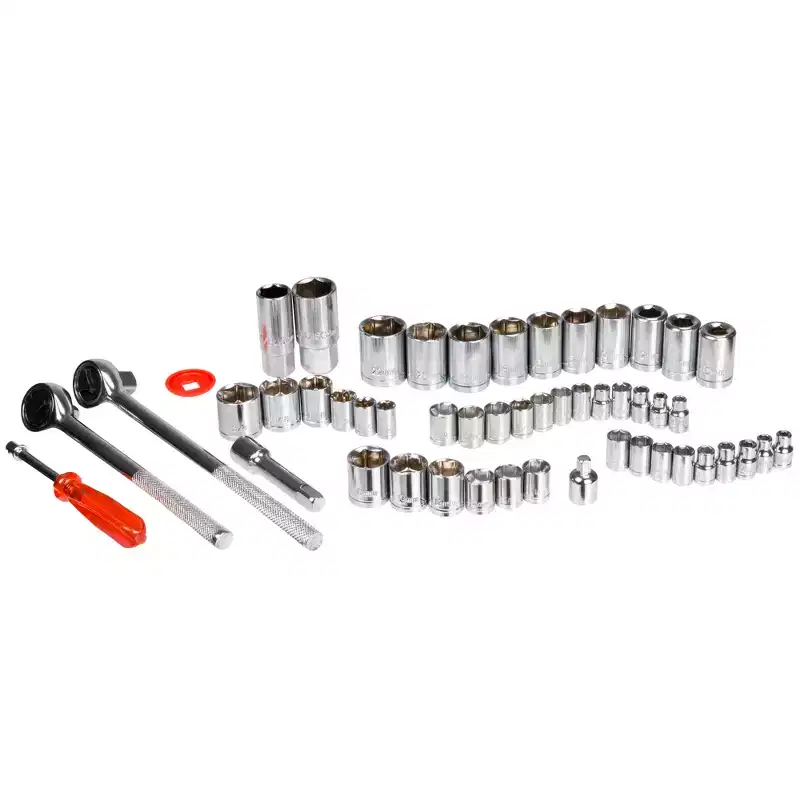 Stalwart 52pc with Socket Set SAE and Metric Hand Tool Set Clear: Steel, 3/8 Inch, Ratchet, Carrying Case, 30-Day Warranty