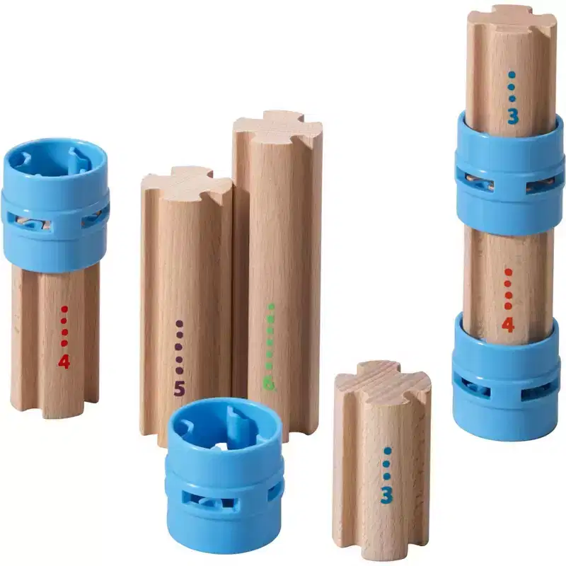 HABA Ball Track Columns Expansion 10 Piece Set - Elevate Your Kullerbu Ball Track Adventure - STEM Toys & Marble Run Building Sets for Kids Ages 2-6