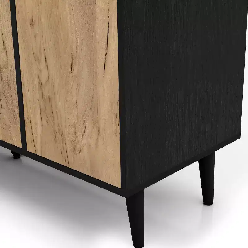 Andrew Mid-Century Modern Buffet Server Light Oak/Black - miBasics