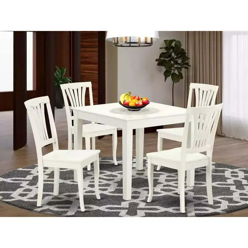 Modern 5Pc Dining Set - Square Table & 4 Chairs - Stylish Home Furniture