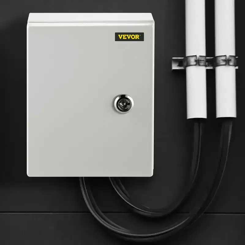 VEVOR NEMA Metal Case, 10 x 8 x 6'' NEMA 4X Metal Electric Enclosure, IP66 Water & Dust Resistant, Includes Mounting Plate, Gray-white