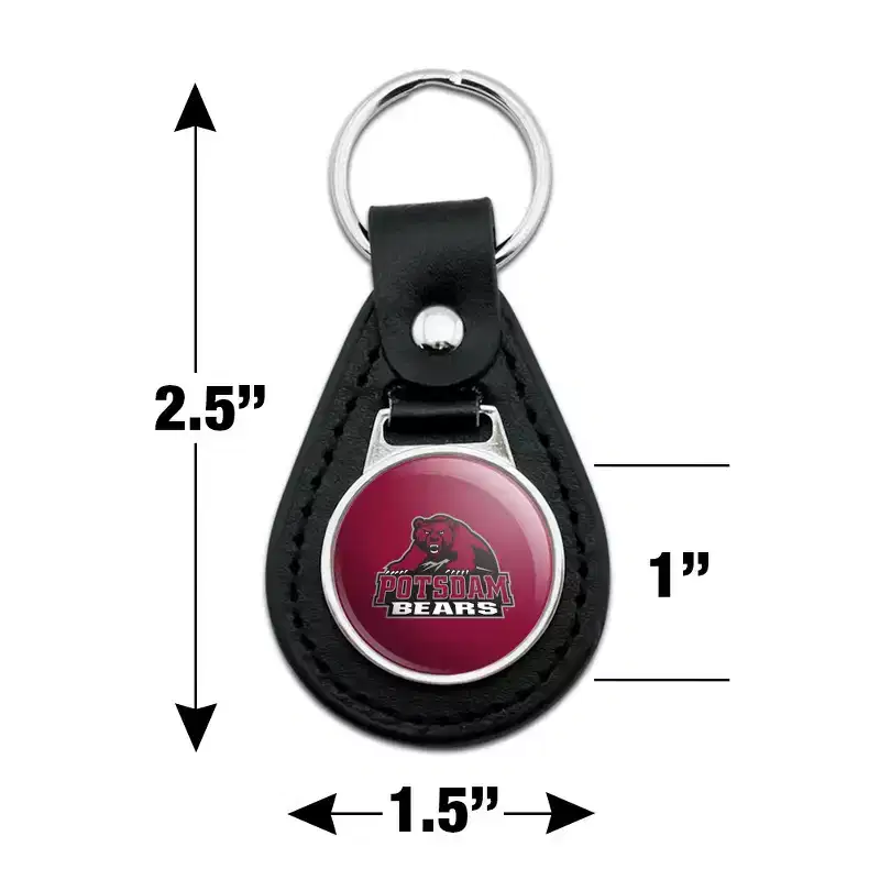 State University of New York at Potsdam Primary Logo Black Leather Keychain