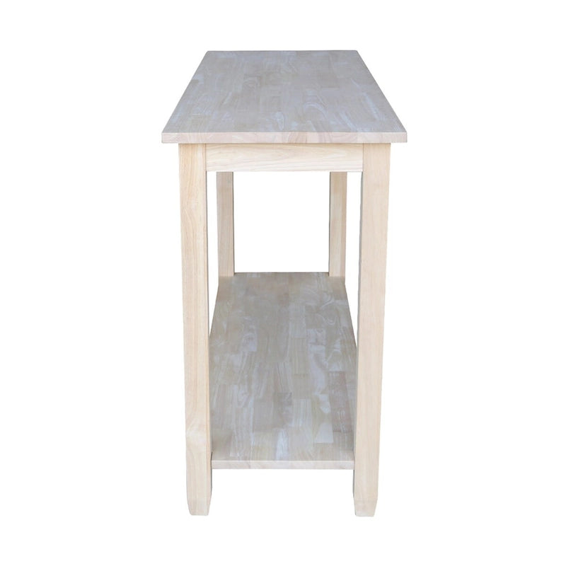Unfinished Solid Parawood Sofa/Server Table with Lower Shelf