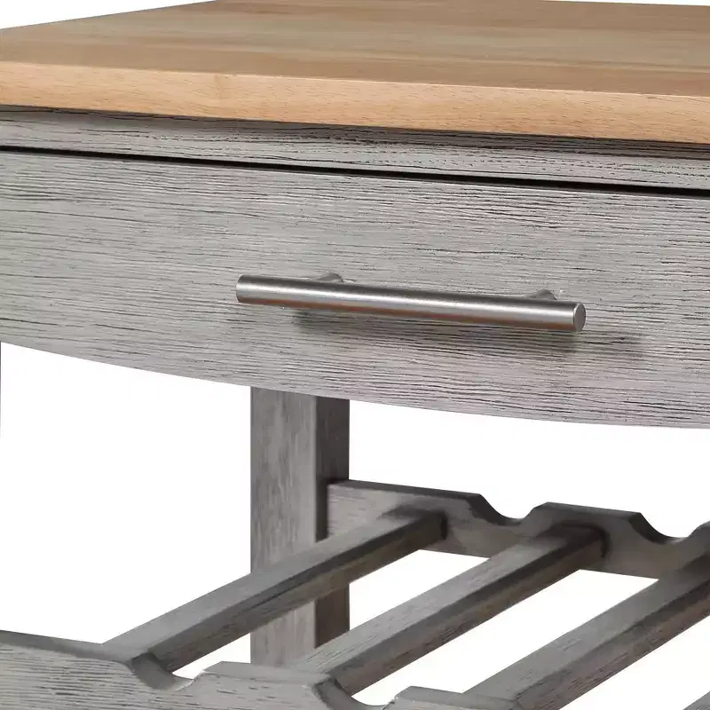 Ellaine 4 Tier Butcher Block Kitchen Cart with Drawer and Wine Rack - Breighton Home
