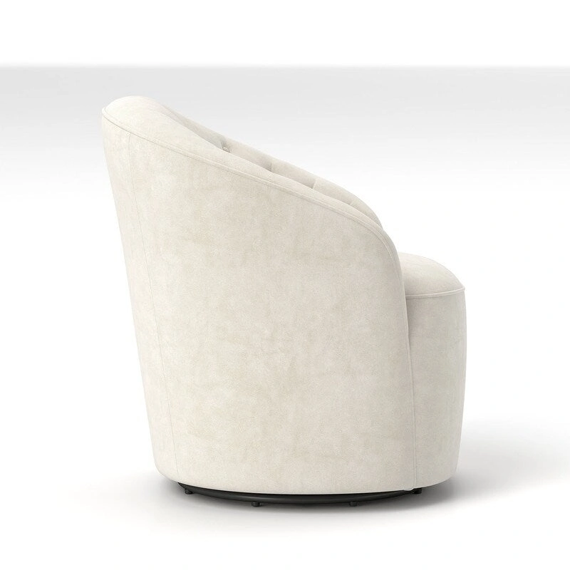 SEYNAR Modern Velvet Upholstered 360 Degree Swivel Barrel Chair with Button Tufted Back Set of 2